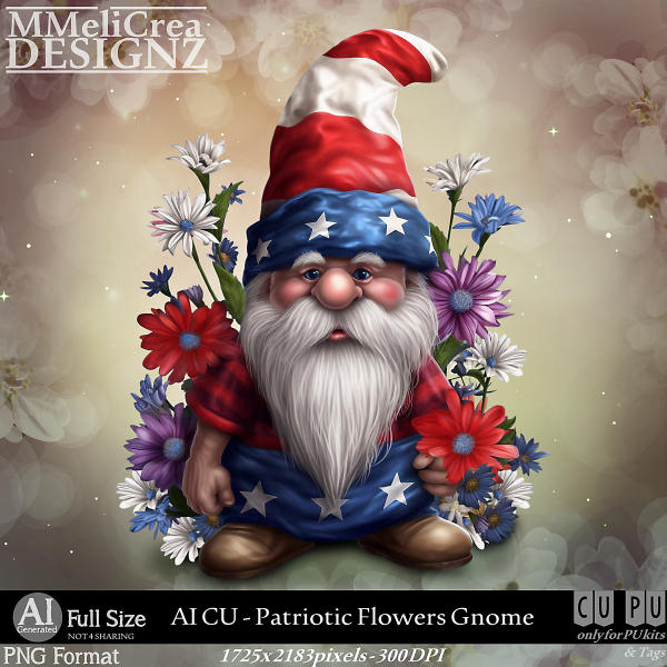 (image for) AI - CU Patriotic Flowers Gnome (CU4PU/PNG)
